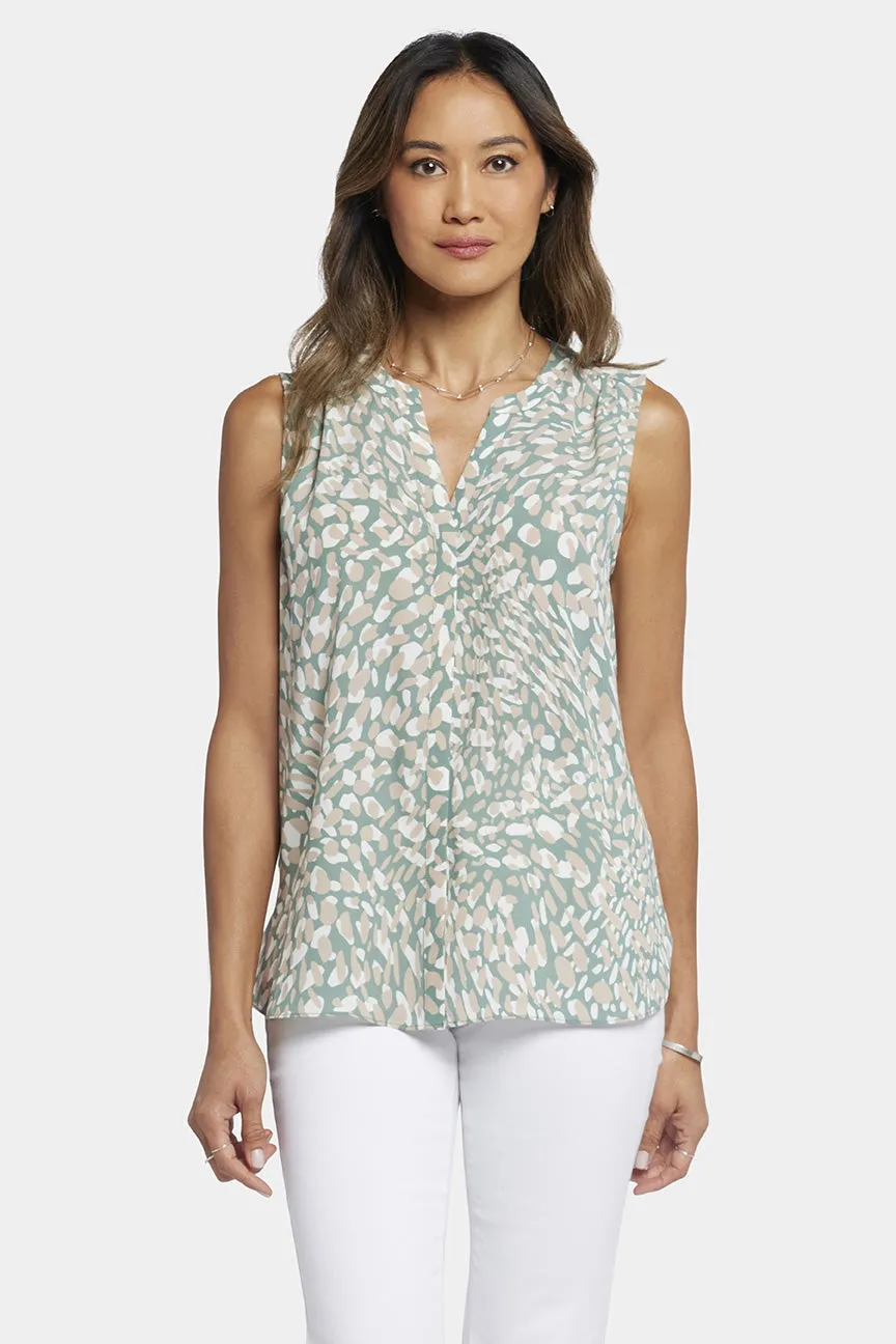 Sleeveless Pintuck Blouse Grafische Print | Endless Sea