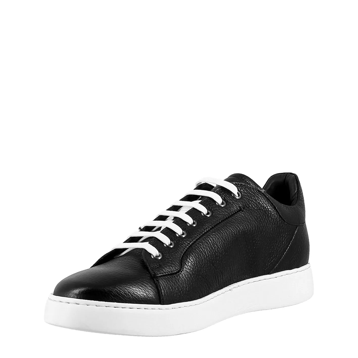 Sneaker colore nero elegante da uomo in pelle liscia