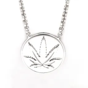 Sterling Silver Raised Sativa Leaf Necklace