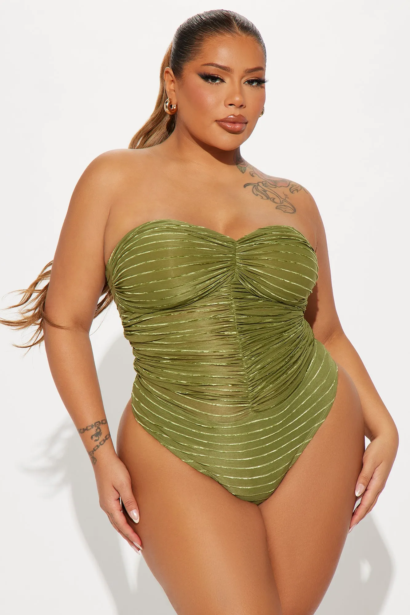 Summer In Mykonos Textured Bodysuit - Green