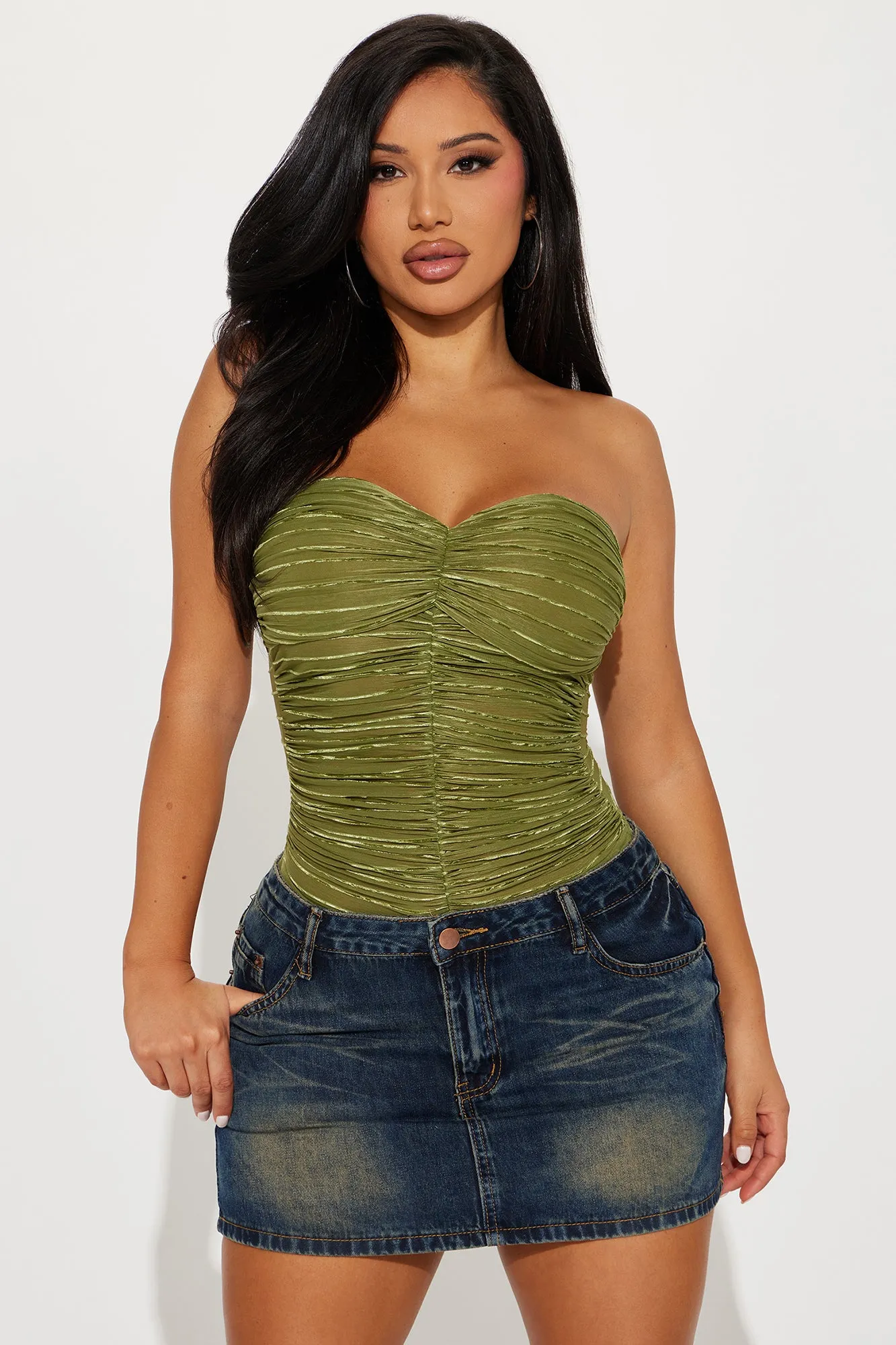 Summer In Mykonos Textured Bodysuit - Green