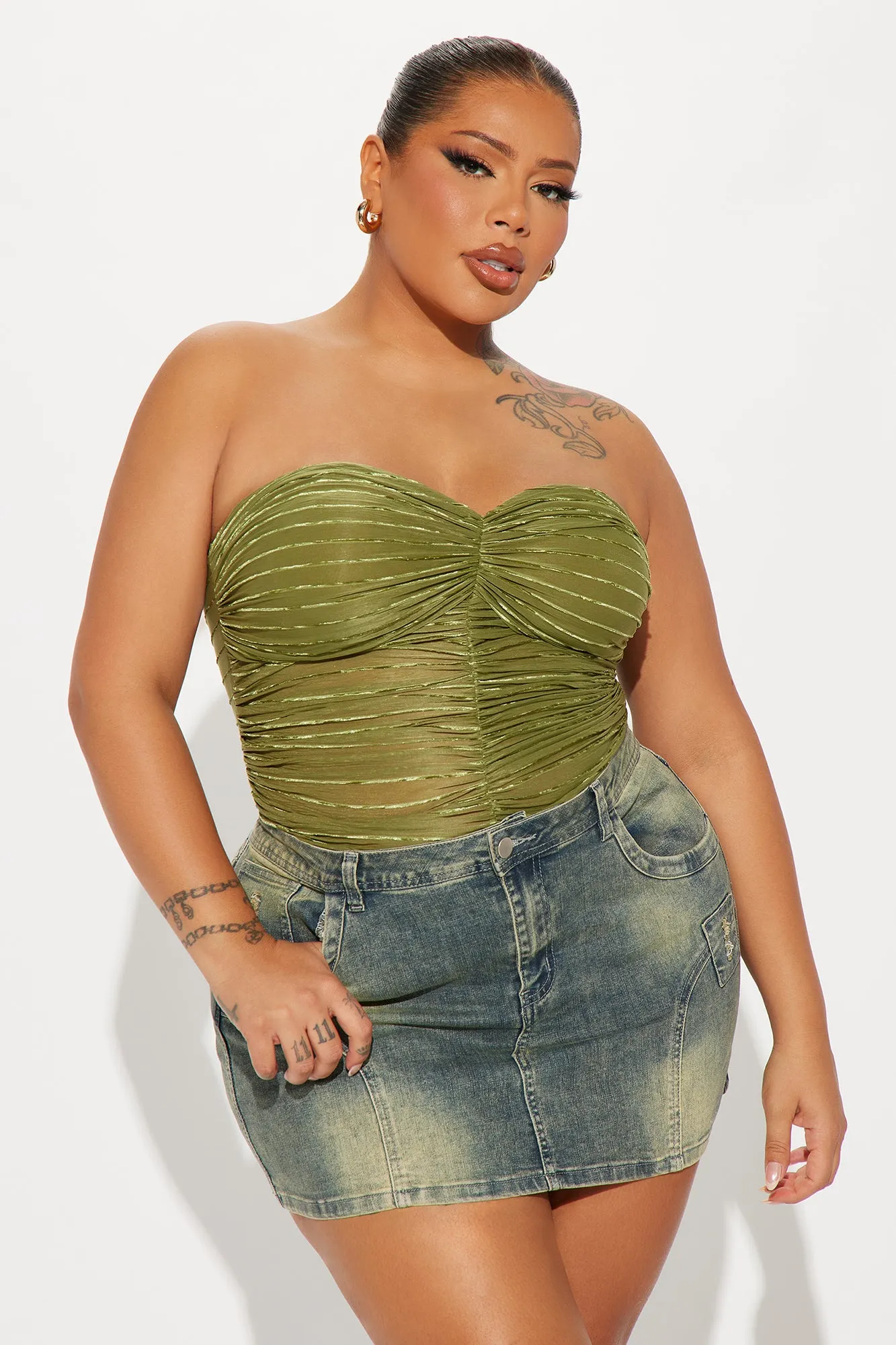 Summer In Mykonos Textured Bodysuit - Green