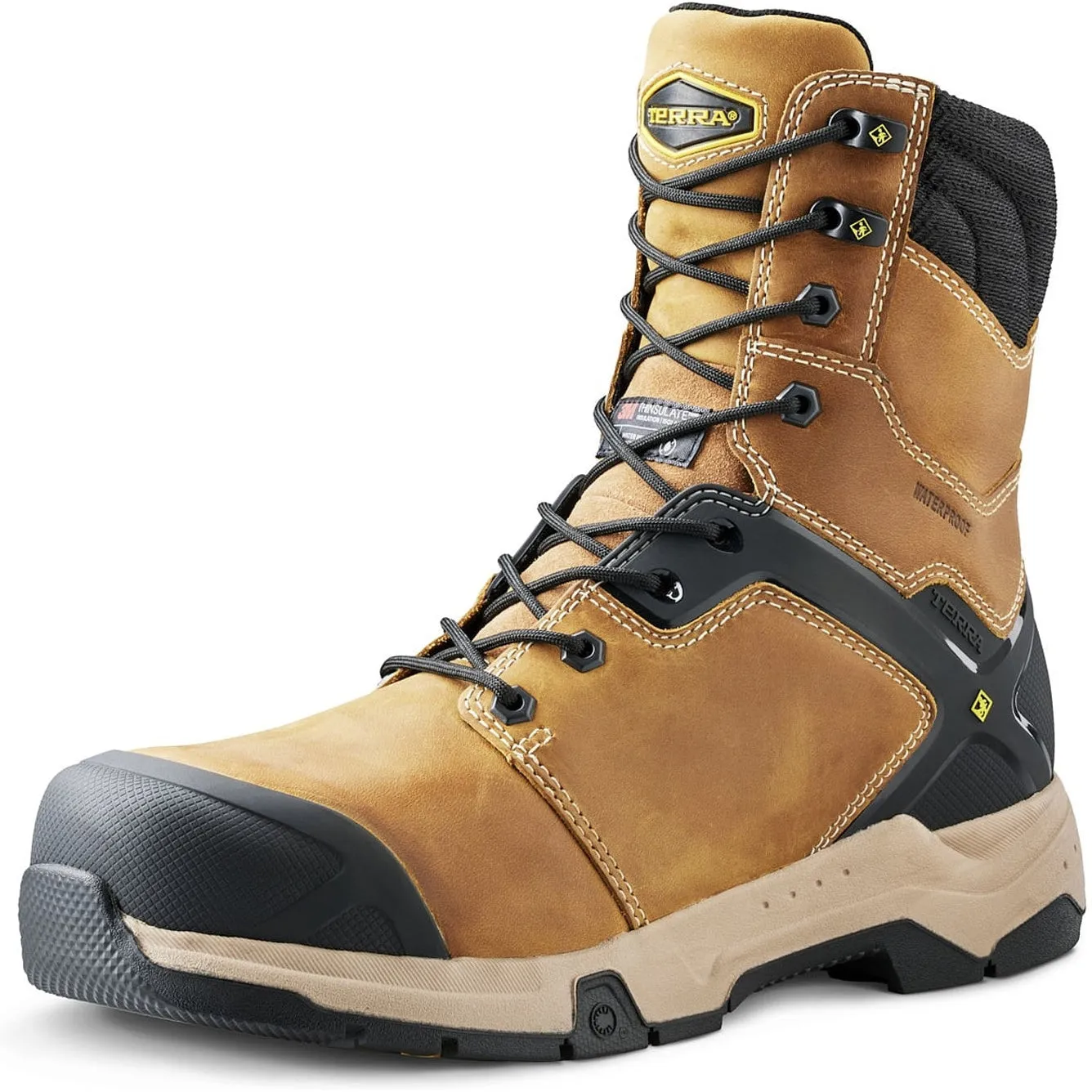 Terra Men's Carbine 8 Comp Toe WP Safety  Work Boot -Wheat- 4TCRWT