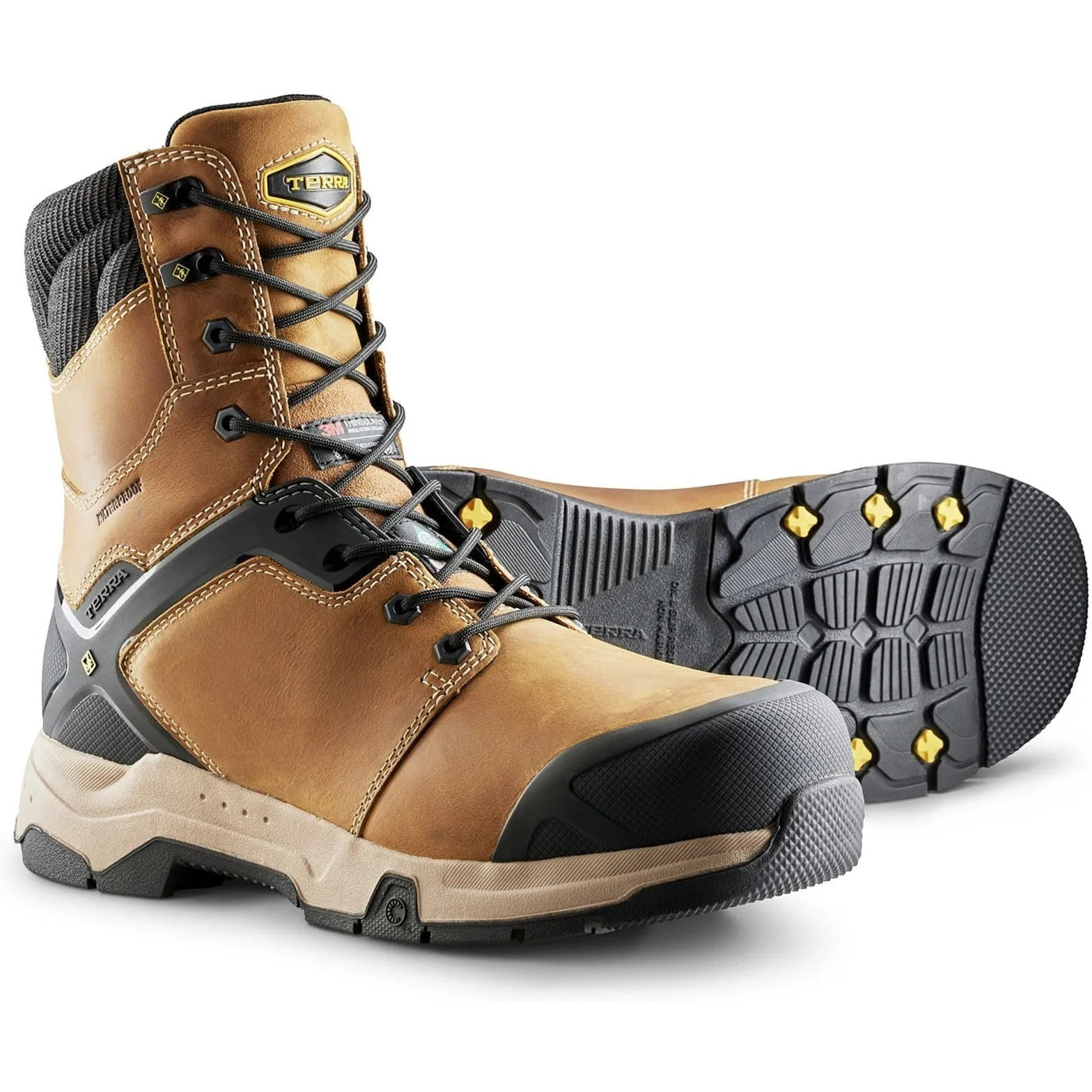 Terra Men's Carbine 8 Comp Toe WP Safety  Work Boot -Wheat- 4TCRWT