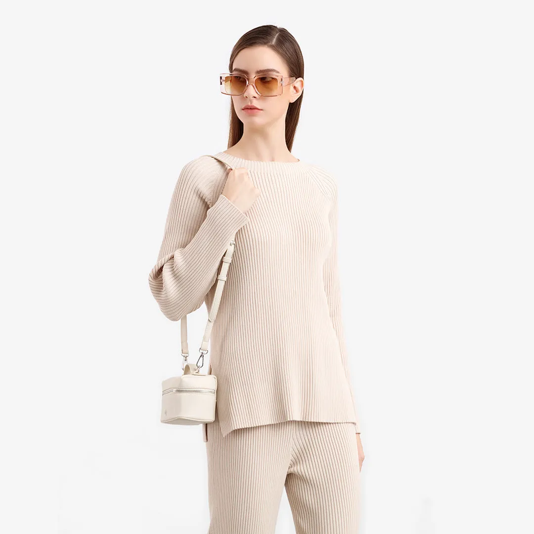 Tiny Pleated Solid Knitted Blouse