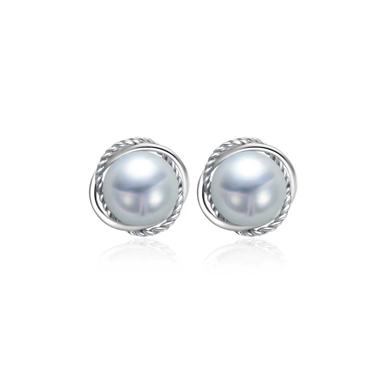 Top Grade 18K Gold Silver Blue Akoya Pearl Earrings KE00160