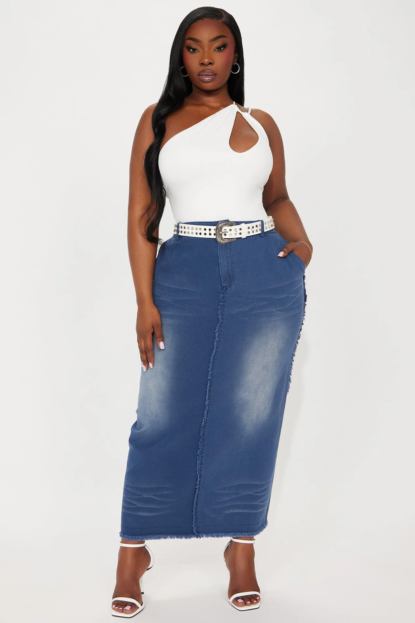 Weekend In Austin Belted Maxi Skirt - Blue