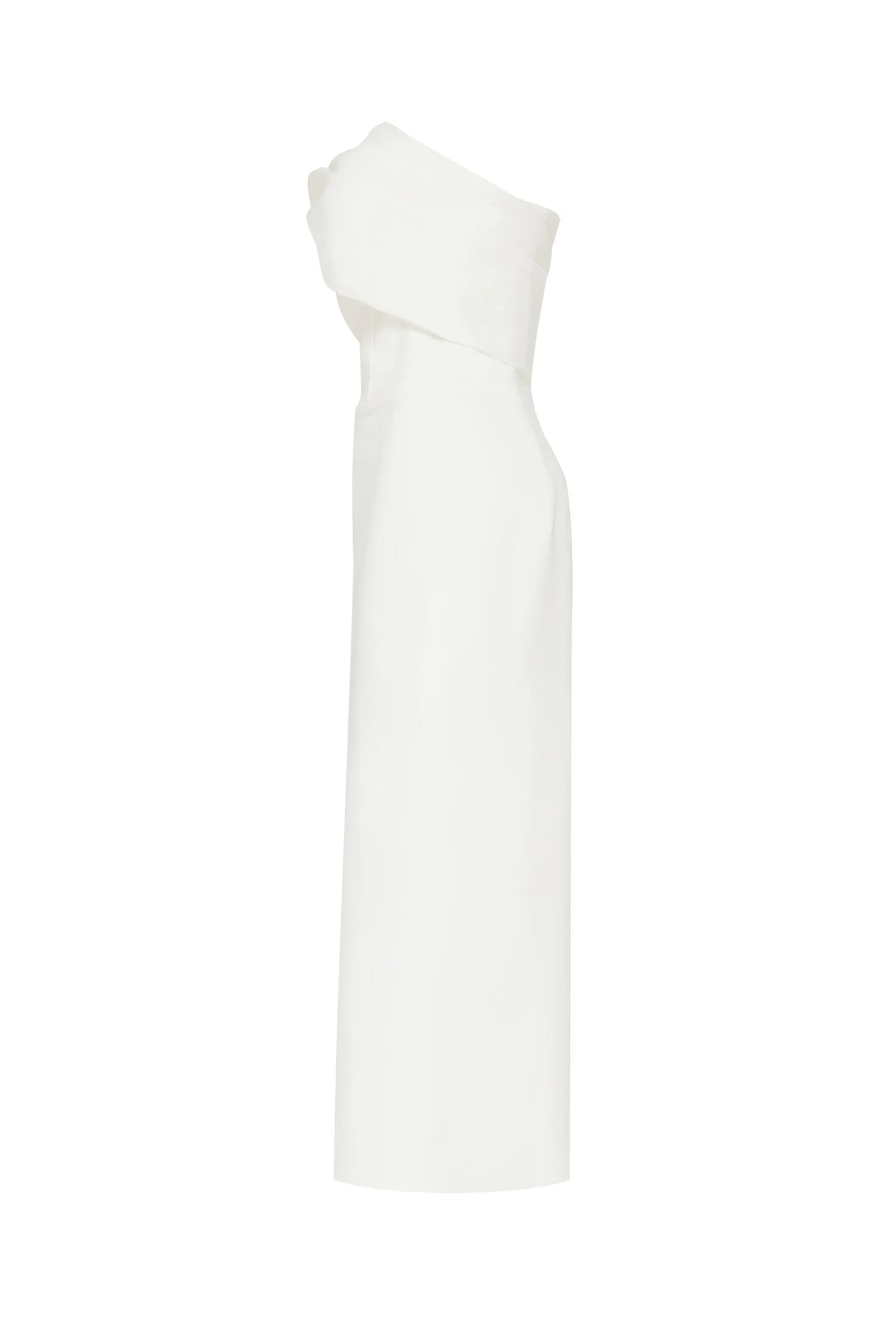 White Classy midi dress with open neckline