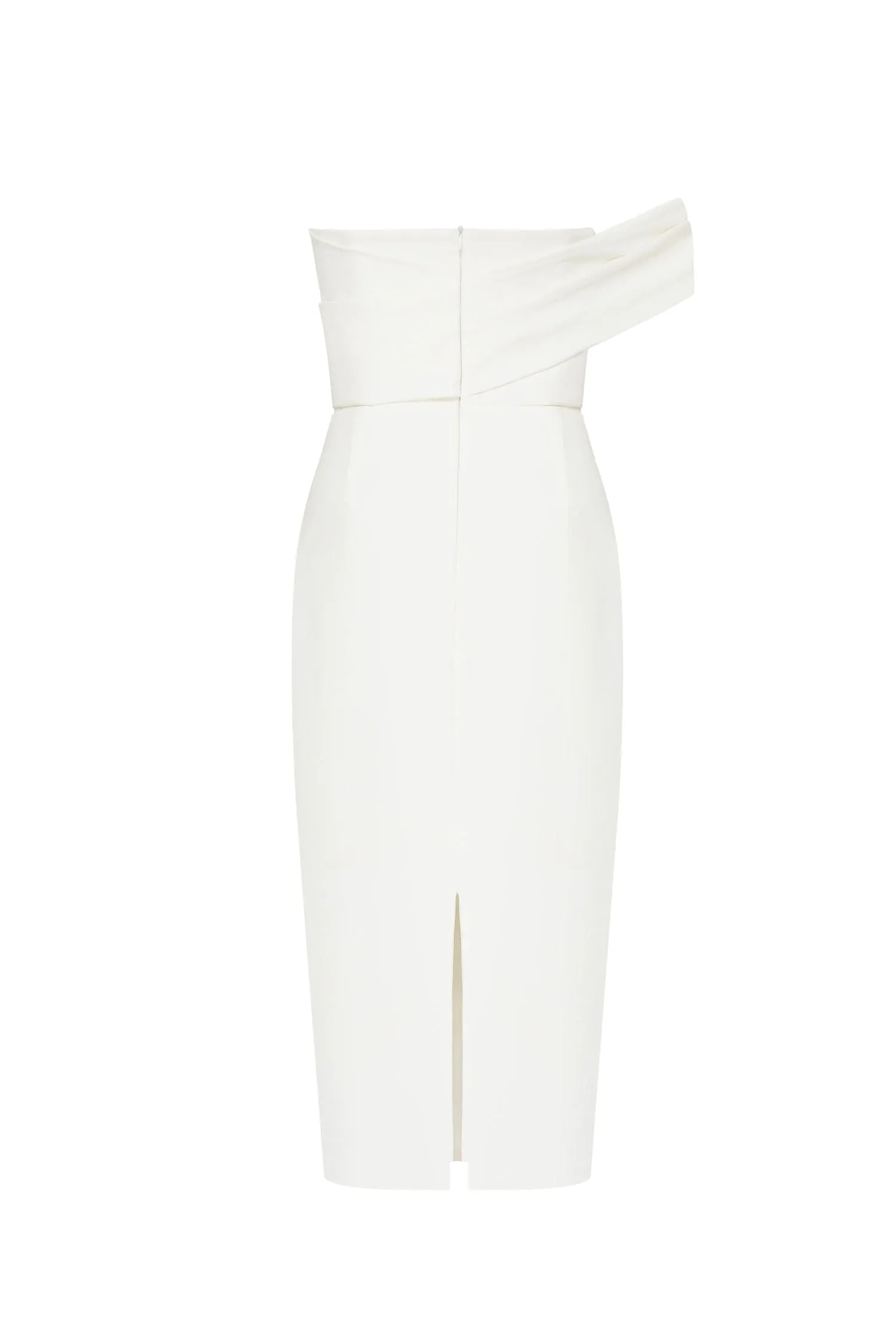 White Classy midi dress with open neckline