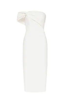 White Classy midi dress with open neckline