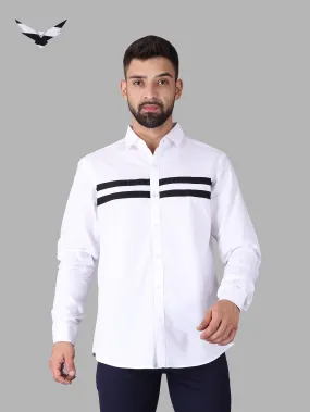 White Self Designer Casual Shirts