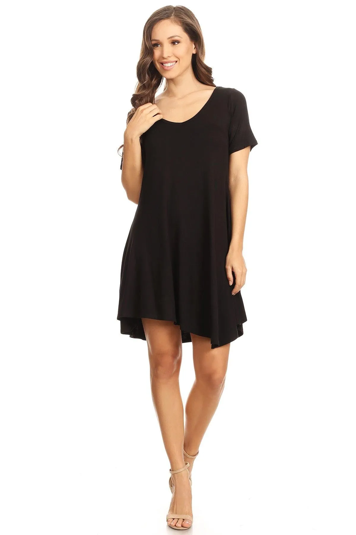 Women's Casual V-Neck Short Sleeves Solid Casual Dress