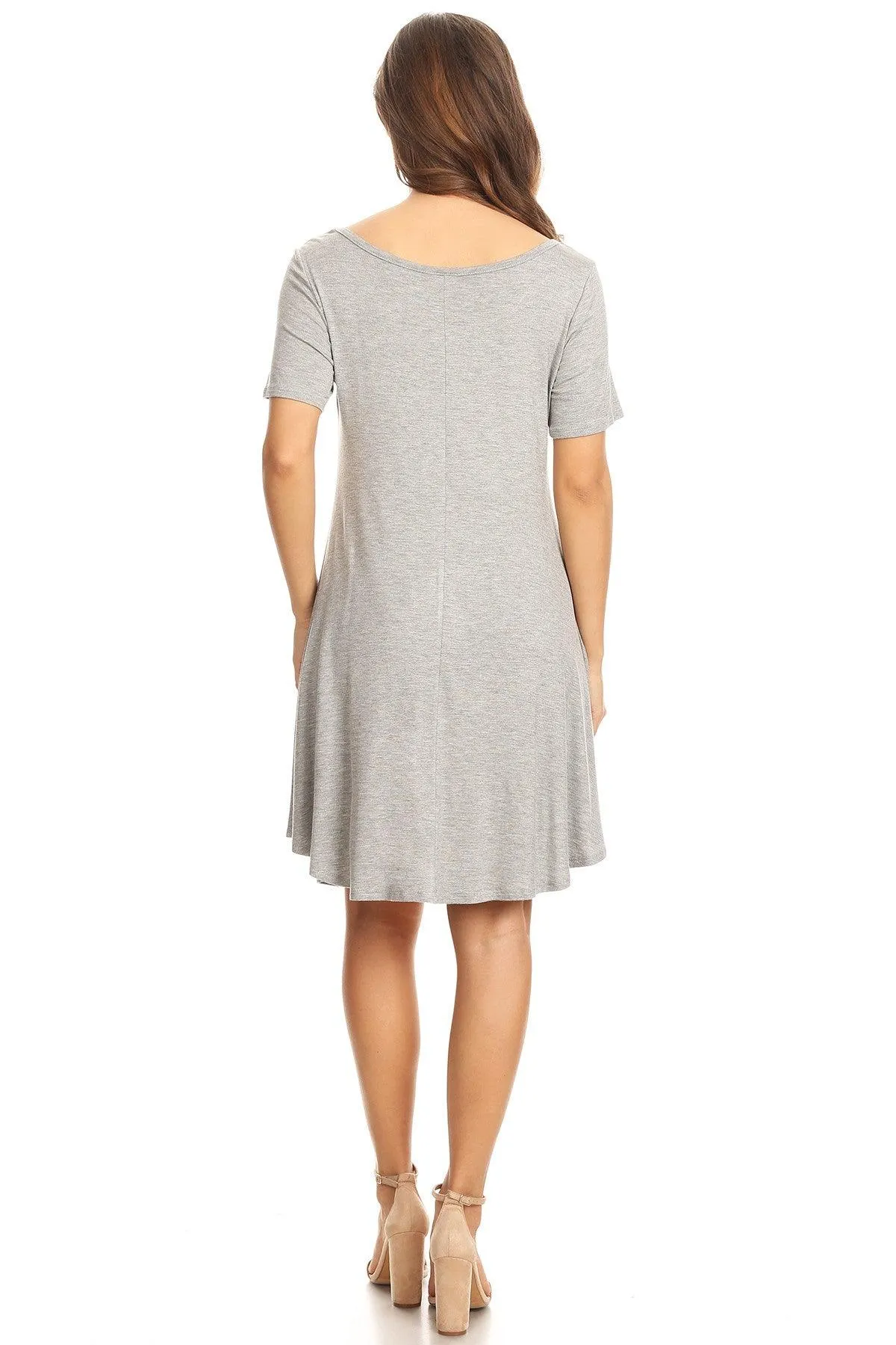 Women's Casual V-Neck Short Sleeves Solid Casual Dress