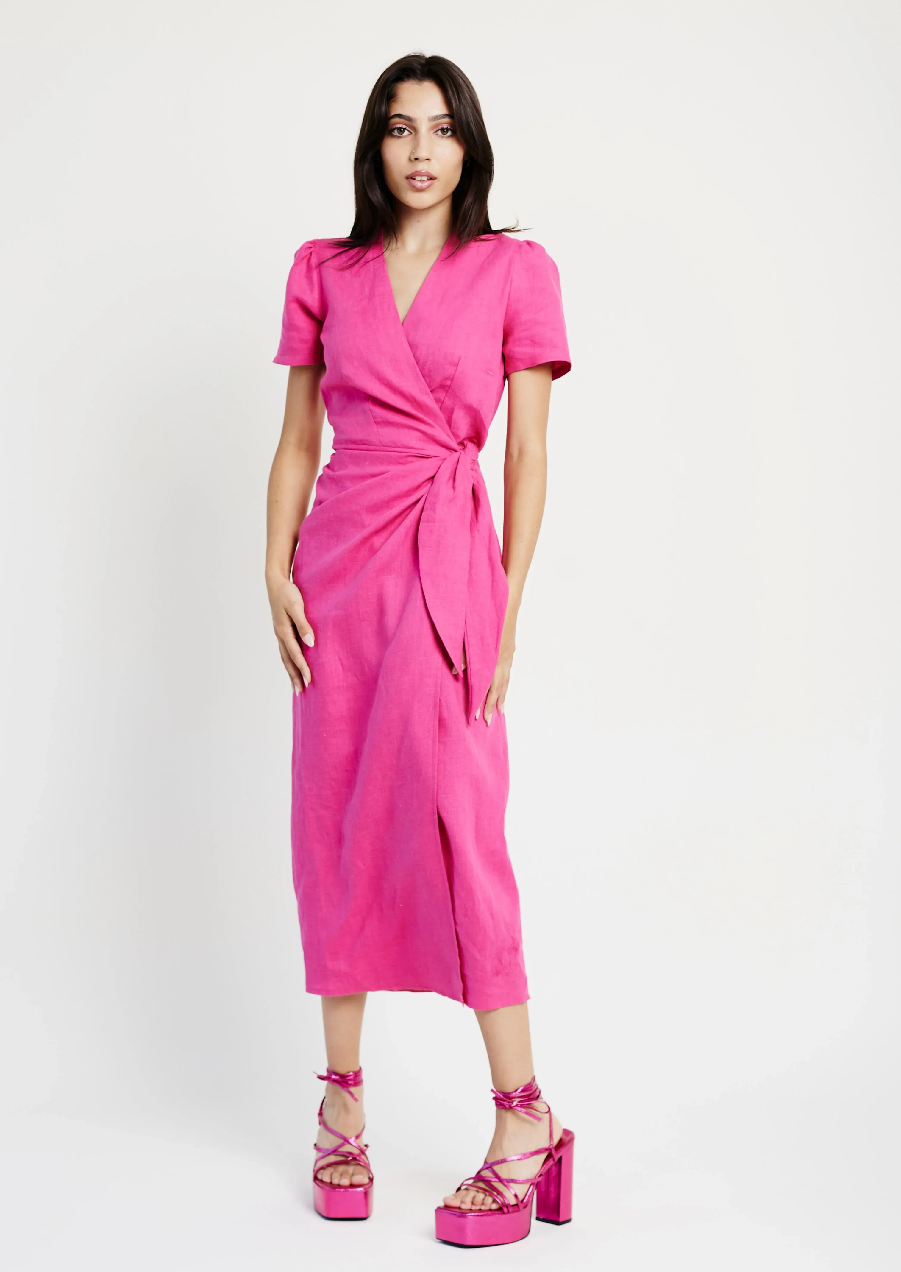 Wrap Dress in Hot Pink